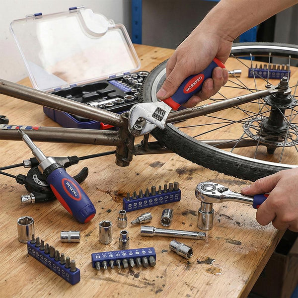 WORKPRO WP200555 1/4'’ 1/2’’ 38 Parça Cr - V Lokma ve Topaç Cırcır Araç Tamir Seti - Onivias