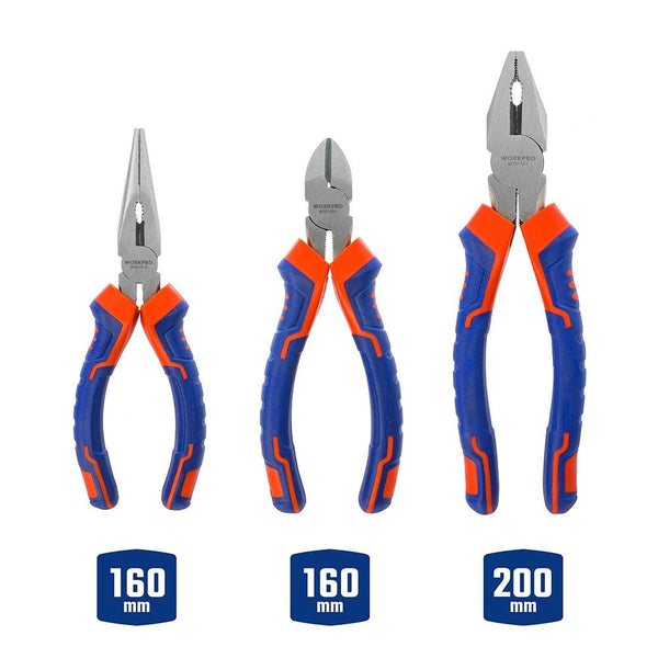 WORKPRO WP201007 200MM/160MM Profesyonel 3’lü Pense Seti - Onivias