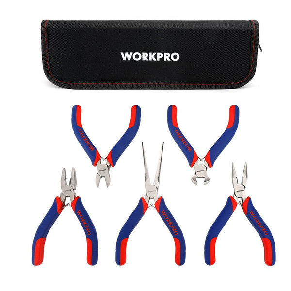 WORKPRO WP201015 CR - V 5 Parça Elektronikçi Profesyonel Mini Pense Seti + Bez Taşıma Çantası - Onivias