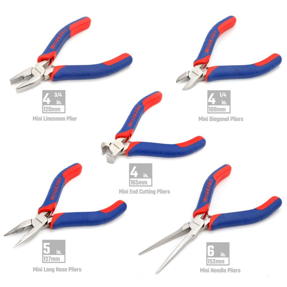WORKPRO WP201015 CR - V 5 Parça Elektronikçi Profesyonel Mini Pense Seti + Bez Taşıma Çantası - Onivias