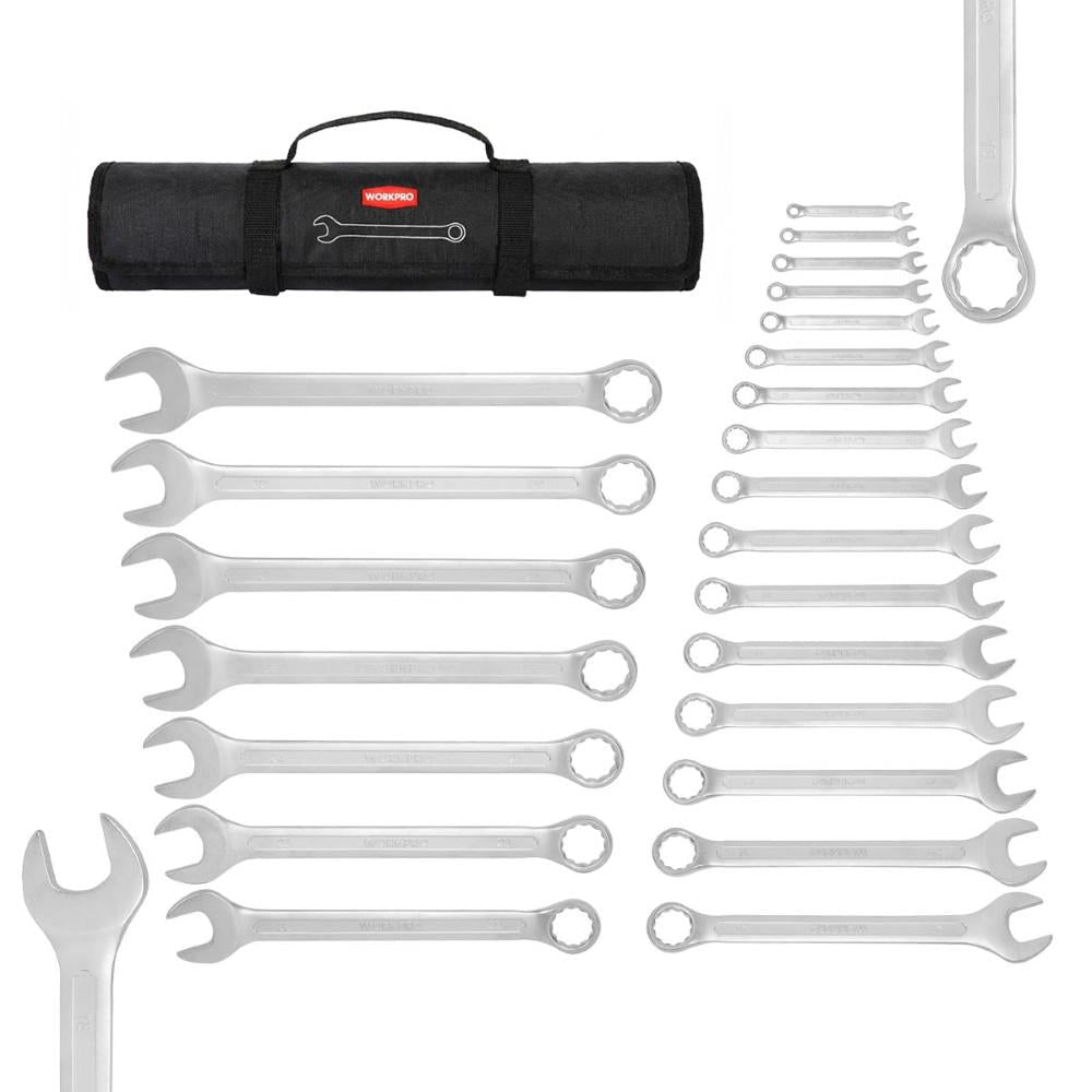 WORKPRO WP202504 6 - 32mm 23 Parça CR - V Profesyonel Kombine Anahtar Takımı + Bez Taşıma Kılıfı - Onivias