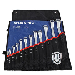 WORKPRO WP202510 6 - 32mm 12 Parça CR - V Profesyonel İki Ağızlı Yıldız Anahtar Takımı + Bez Taşıma Kılıfı - Onivias