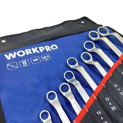 WORKPRO WP202510 6 - 32mm 12 Parça CR - V Profesyonel İki Ağızlı Yıldız Anahtar Takımı + Bez Taşıma Kılıfı - Onivias