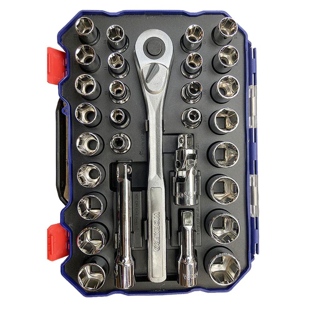 WORKPRO WP202525 30 Parça 1/2’’ CR - V Metrik/İnç Profesyonel Lokma Takımı - Onivias