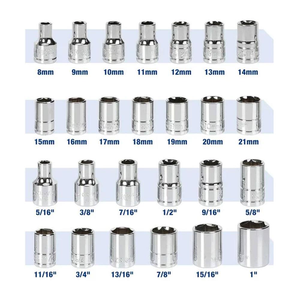 WORKPRO WP202525 30 Parça 1/2’’ CR - V Metrik/İnç Profesyonel Lokma Takımı - Onivias