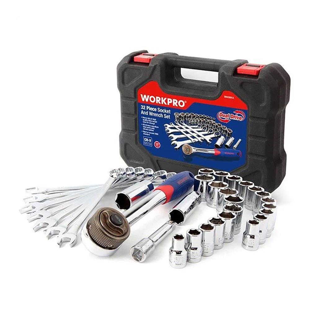 WORKPRO WP202528 3/8’’ Metrik/İnç 32 Parça Cr - V Profesyonel Lokma ve Kombine Anahtar Takımı - Onivias
