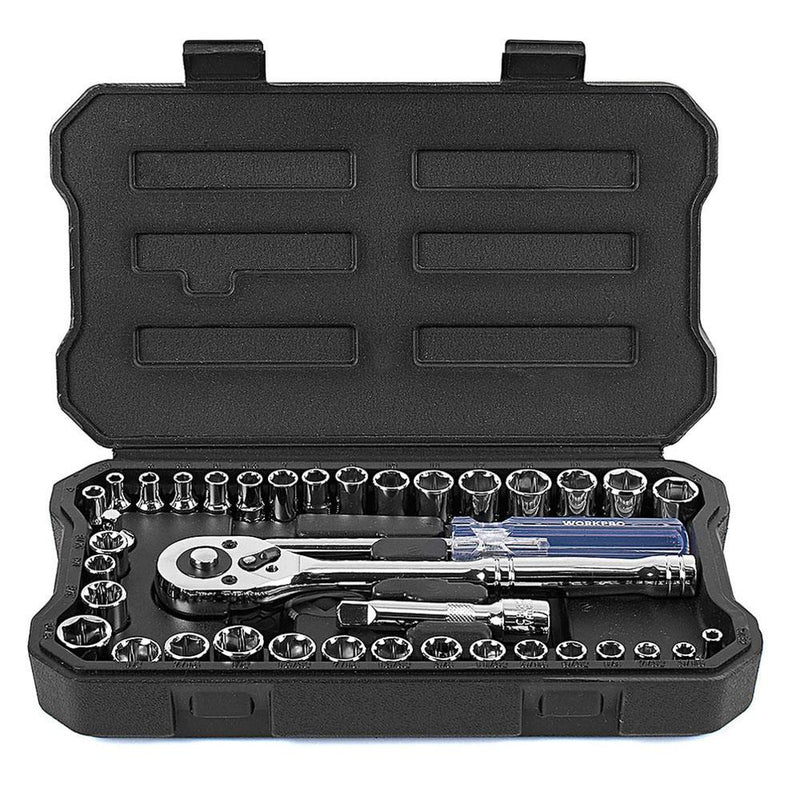 WORKPRO WP202536 39 Parça 3/8'' 1/4'' CR-V Metrik/Düymlük Peşəkar Rozetka Dəsti 