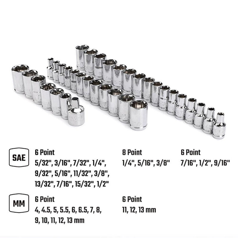 WORKPRO WP202536 39 Parça 3/8'' 1/4'' CR-V Metrik/Düymlük Peşəkar Rozetka Dəsti 