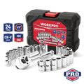 WORKPRO WP202541 3/8'’ CR - V 24 Parça Metrik/İnç Ağır Hizmet Lokma Takımı - Onivias