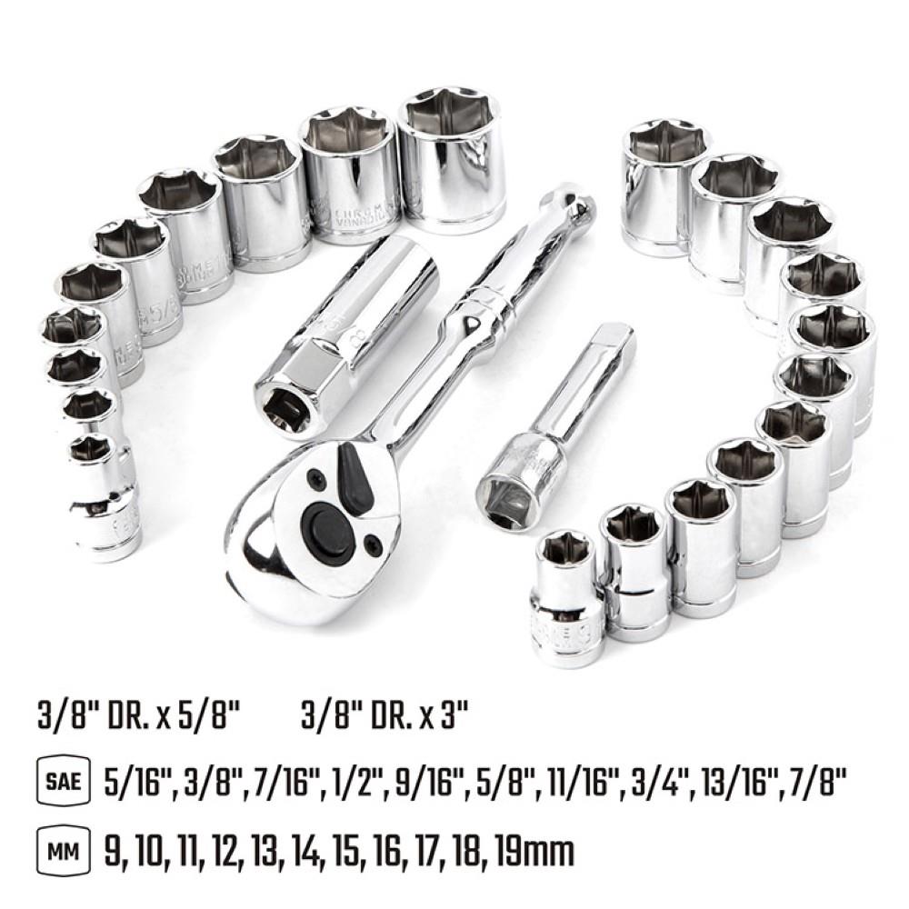 WORKPRO WP202541 3/8'’ CR - V 24 Parça Metrik/İnç Ağır Hizmet Lokma Takımı - Onivias