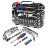 WORKPRO WP202566 1/4'’ 3/8’’ Metrik/İnç 63 Parça Cr - V Profesyonel Lokma Takımı - Onivias
