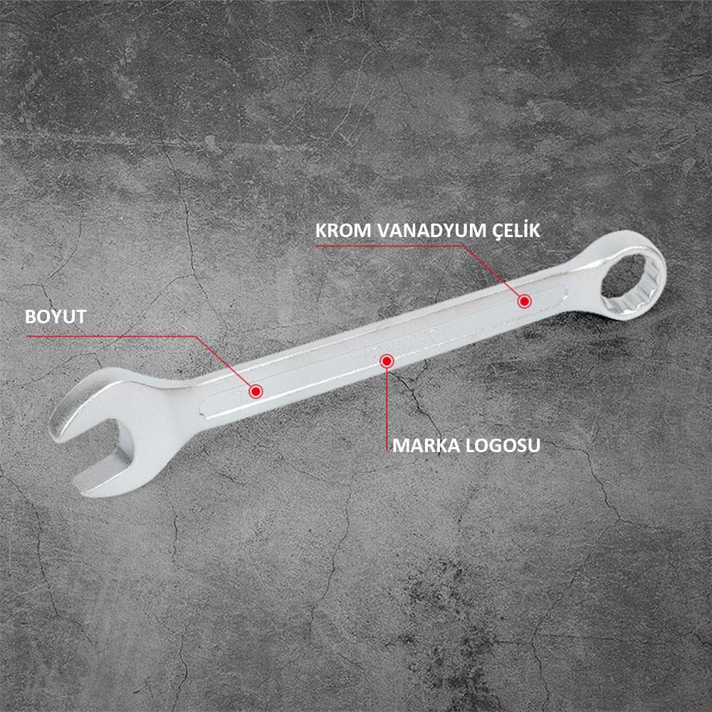 WORKPRO WP202575 8 - 19mm 8 Parça CR - V Profesyonel Kombine Anahtar Takımı + Bez Taşıma Kılıfı - Onivias