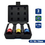 WORKPRO WP202591 17/19/21mm 3 Parça 1/2‘’ Cr - Mo Profesyonel Darbeli Derin Lokma Seti - Onivias