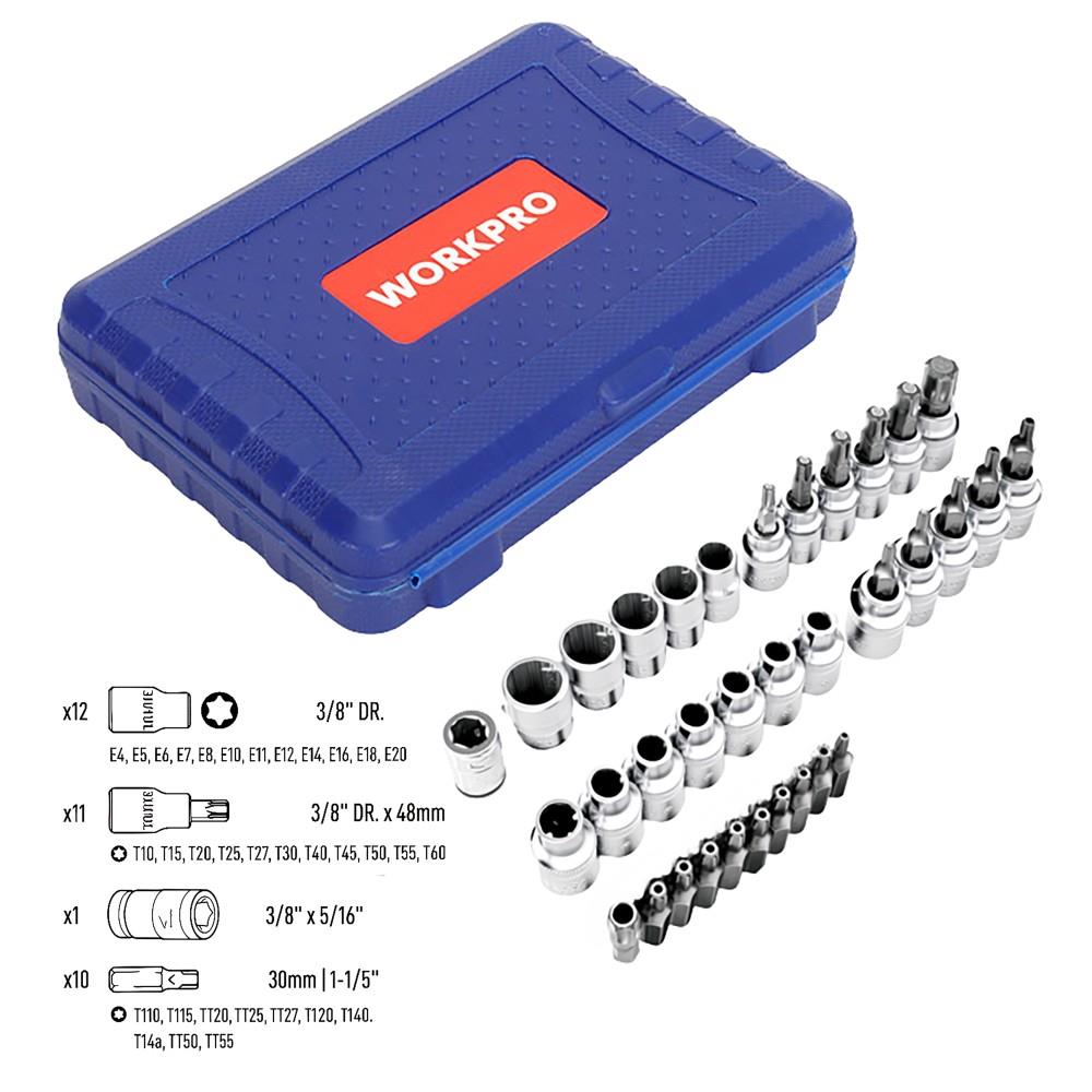 WORKPRO WP202595 3/8'’ CR-V 34 Parça Ağır Hizmet Torx Lokma Takımı (E/T Serisi) - görsel 6