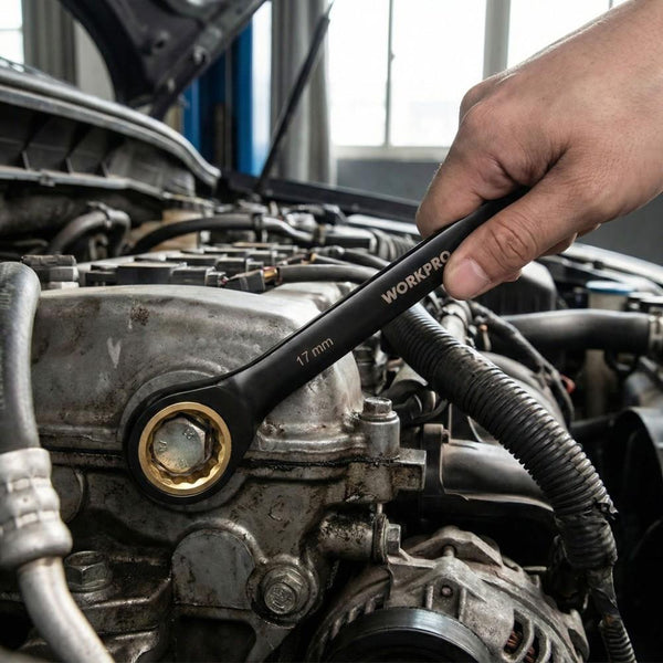 WORKPRO WP202602 8 - 19mm 9 Parça CR - V Profesyonel Cırcır Kombine Anahtar Takımı + Bez Taşıma Kılıfı - Onivias