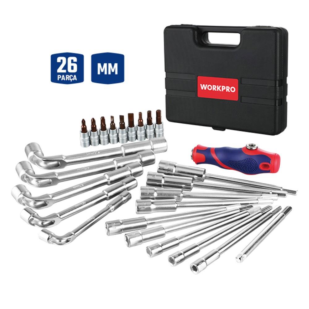 WORKPRO WP204003 26 Parça Cr - V Profesyonel Motosiklet Tamir Alet Seti - Onivias