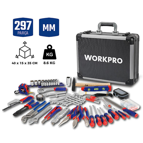 WORKPRO WP209100 297 Parça CR - V Profesyonel El Aleti Tamir Seti Tamir Bakım Çantası - Onivias