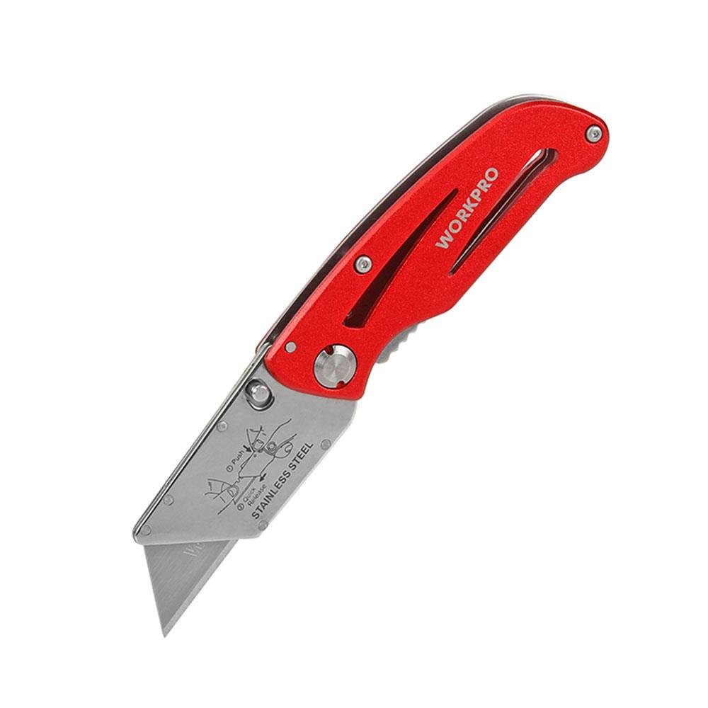 WORKPRO WP211003 Paslanmaz Çelik/Alüminyum Gövde Katlanır Rötuş Maket Bıçağı - Onivias