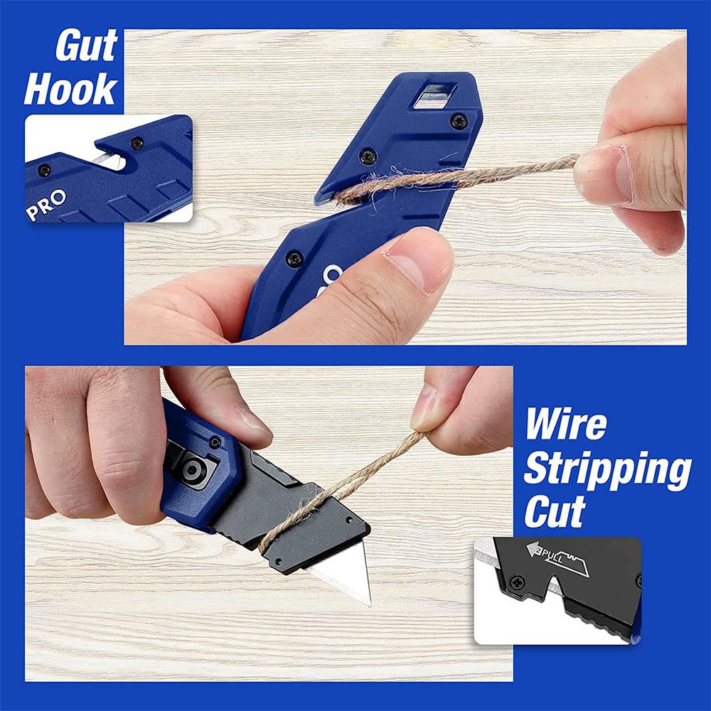 WORKPRO WP211008 Profesyonel Katlanır Çok Amaçlı Rötuş Maket Bıçağı + 10 Adet Yedek Bıçak - Onivias