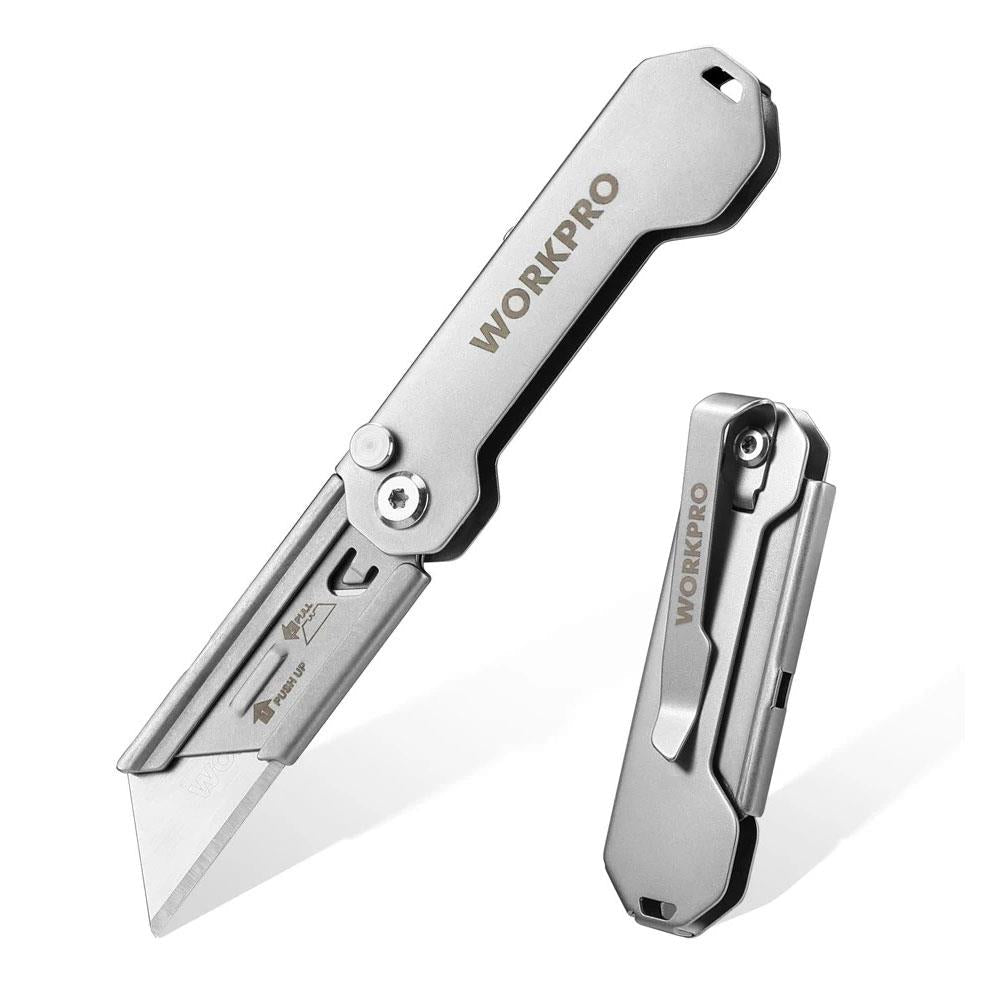 WORKPRO WP211016 Paslanmaz Çelik Gövde Katlanır Rötuş Maket Bıçağı - Onivias