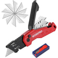 WORKPRO WP211026 Katlanır Çok Amaçlı Profesyonel Rötuş Maket Bıçağı + 14 Adet Yedek Bıçak - Onivias