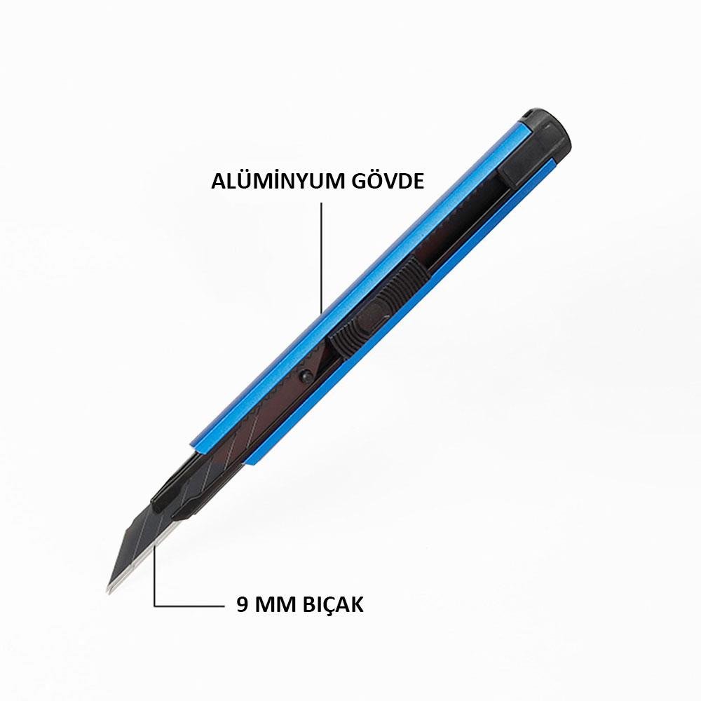 WORKPRO WP212012 9MM Alüminyum Kasa Cep Askılı Maket Bıçağı (MAVİ) - Onivias