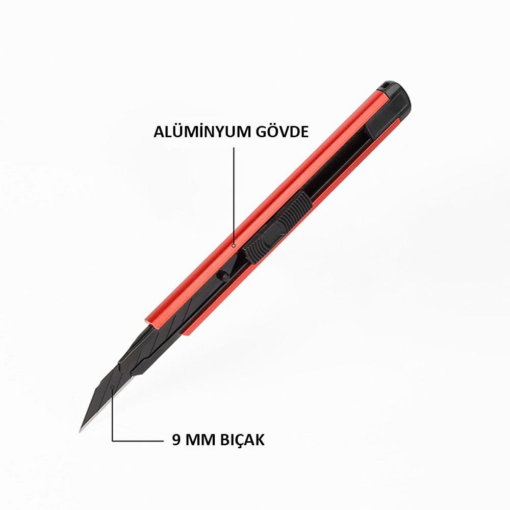 WORKPRO WP212020 9MM Alüminyum Kasa Cep Askılı Maket Bıçağı (KIRMIZI) - Onivias