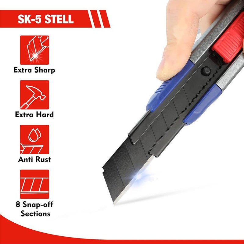 WORKPRO WP212022 18MM Ağır Alüminium Qutulu Tətbiq Bıçağı + 10 Ehtiyat Bıçaq