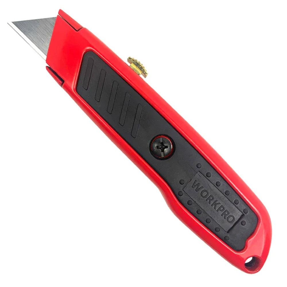 WORKPRO WP213005 Alüminyum Gövde Geri Çekilebilir Rötuş Maket Bıçağı + 3 Adet Yedek Bıçak - Onivias