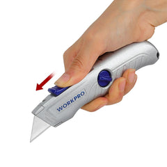 WORKPRO WP213007 Alüminyum Gövde Otomatik Geri Çekilebilir Rötuş Maket Bıçağı - Onivias
