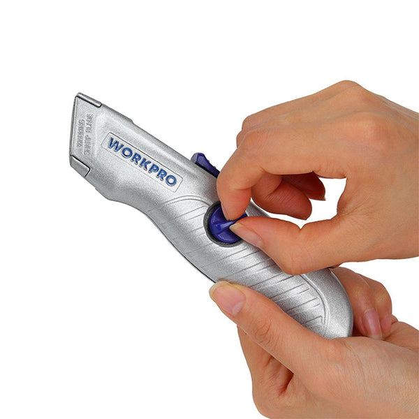 WORKPRO WP213007 Alüminyum Gövde Otomatik Geri Çekilebilir Rötuş Maket Bıçağı - Onivias