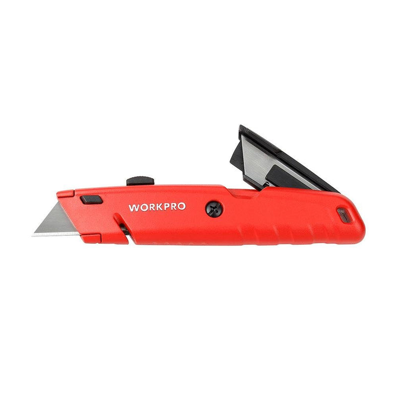 WORKPRO WP213009 Ağır Alüminium Gövdəli Çıxarılan Toxunma Bıçağı + 5 Ehtiyat Bıçaq