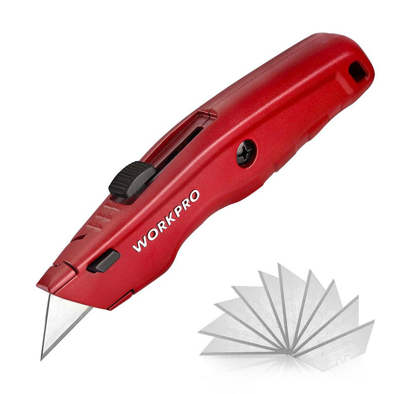 WORKPRO WP213017 Ağır Yük Alüminium Gövdəsi Çıxarılan Toxunma Bıçağı + 3 Ehtiyat Bıçaq 