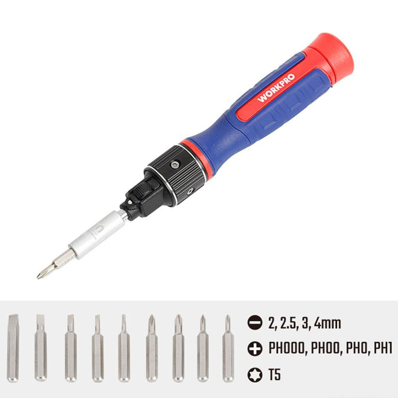 WORKPRO WP221070 9-IN-1 Professional CR-V Ratchet Maqnit Həssas Tornavida Dəsti 