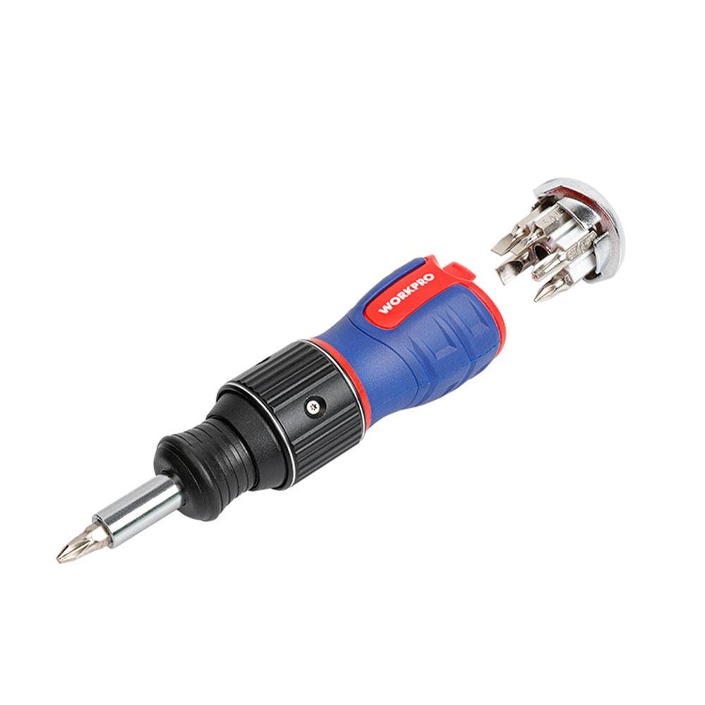 WORKPRO WP221071 6 - IN - 1 Profesyonel CR - V Cırcırlı Manyetik Topaç Tornavida Seti - Onivias