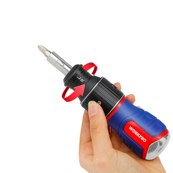 WORKPRO WP221071 6 - IN - 1 Profesyonel CR - V Cırcırlı Manyetik Topaç Tornavida Seti - Onivias