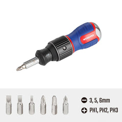 WORKPRO WP221071 6 - IN - 1 Profesyonel CR - V Cırcırlı Manyetik Topaç Tornavida Seti - Onivias