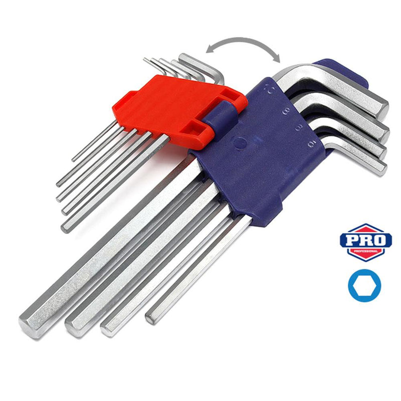WORKPRO WP222004 9 Parça CR-V Uzun Metrik Professional Allen Açar Dəsti