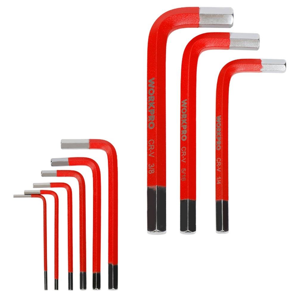 WORKPRO WP222016 9 Parça Kısa Boy CR - V İnç Profesyonel Allen Anahtar Takımı - Onivias