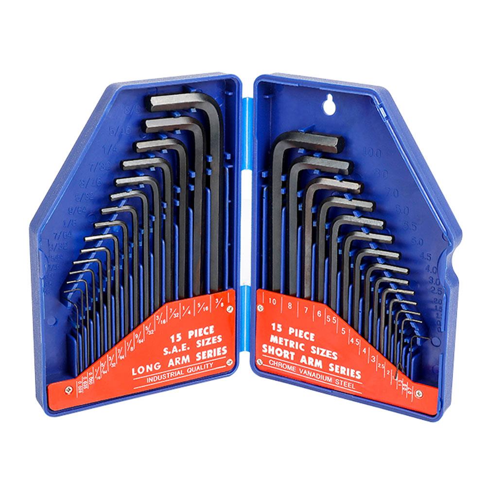 WORKPRO WP222018 30 Parça Uzun Boy CR - V Metrik/İnç Profesyonel Allen Anahtar Takımı - Onivias