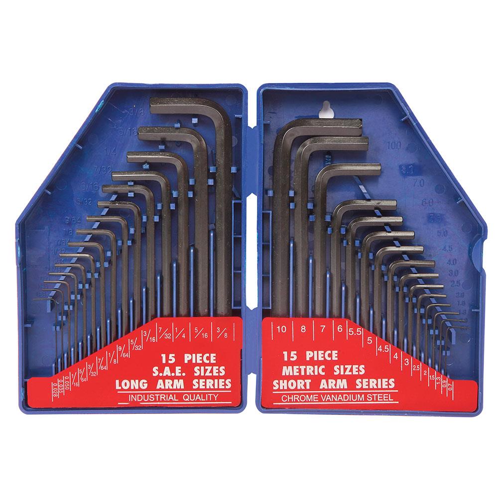 WORKPRO WP222018 30 Parça Uzun Boy CR - V Metrik/İnç Profesyonel Allen Anahtar Takımı - Onivias