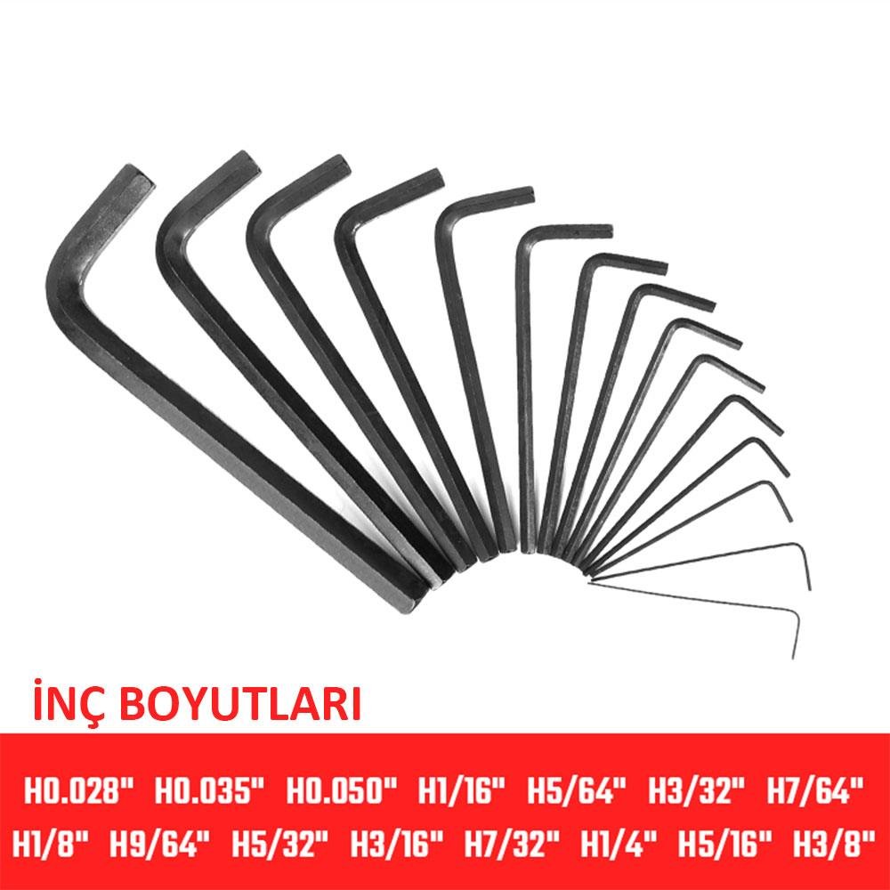 WORKPRO WP222018 30 Parça Uzun Boy CR - V Metrik/İnç Profesyonel Allen Anahtar Takımı - Onivias