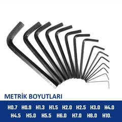 WORKPRO WP222018 30 Parça Uzun Boy CR - V Metrik/İnç Profesyonel Allen Anahtar Takımı - Onivias