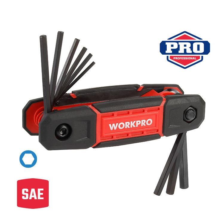 WORKPRO WP222029 9 Parça CR - V İnç Çakı Tipi Profesyonel Allen Anahtar Takımı - Onivias