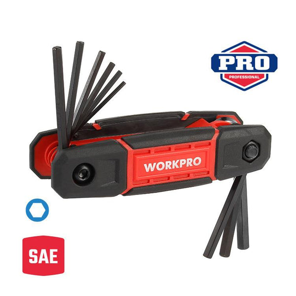 WORKPRO WP222029 9 Parça CR - V İnç Çakı Tipi Profesyonel Allen Anahtar Takımı - Onivias