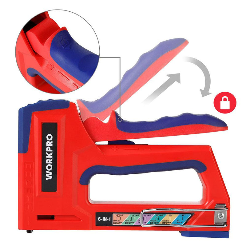 WORKPRO WP223002 6 IN 1 Professional 6-14 mm Mexanik Ştapel və 15 mm Dırnaq Tabancası