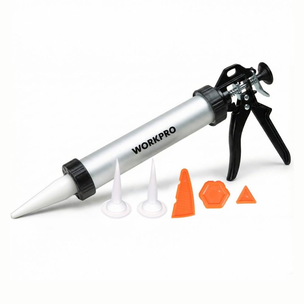 WORKPRO WP224006 590ml 6 Parça Alüminyum Profesyonel Sosis Tipi Silikon Tabancası - Onivias
