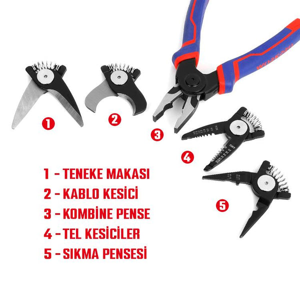 WORKPRO WP231144 200MM 5 IN 1 Çok Fonksiyonlu Profesyonel Pense Seti - Onivias