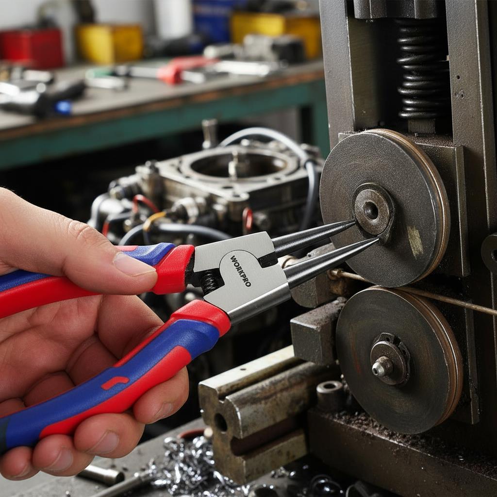 WORKPRO WP231150 180MM Cr - V Düz Yaylı Profesyonel Dış Segman Pensesi - Onivias