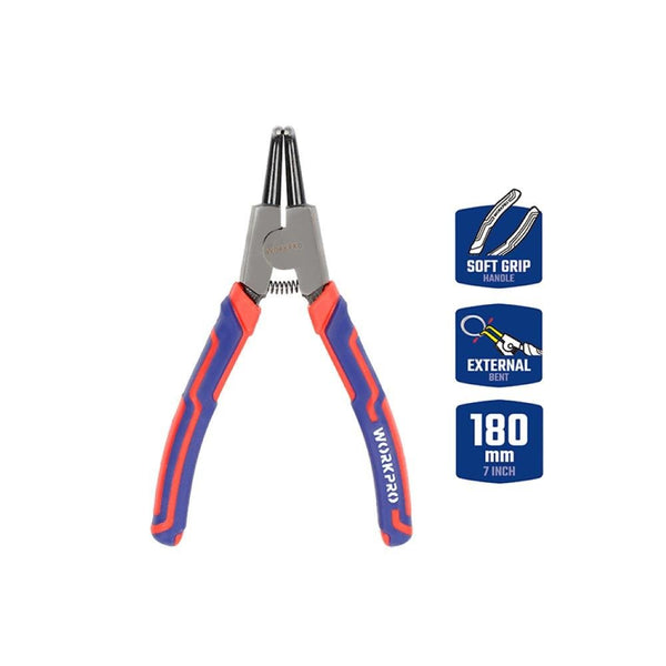 WORKPRO WP231151 180MM CR - V Eğri Uçlu Yaylı Profesyonel Dış Segman Pensesi - Onivias